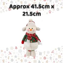 VFM e-Store Christmas Standing Snowman Decoration Plush 41.5cm x 21.5cm White X 1 - Size: 41.5 cm x 21.5 cm - thumbnail 2