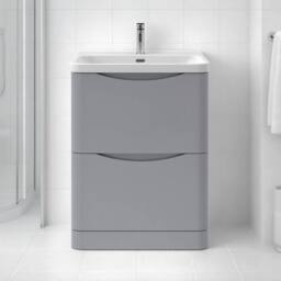 Balterley Bathroom Floor Standing 2 Drawer Vanity, Ceramic Basin, Grey, 600mm in Grey - thumbnail 6