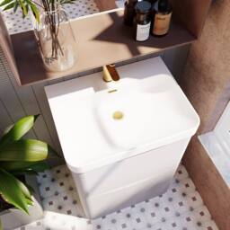 Balterley Bathroom Floor Standing 2 Drawer Vanity, Ceramic Basin, Grey, 600mm in Grey - thumbnail 3