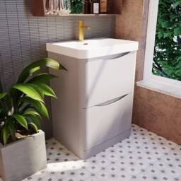Balterley Bathroom Floor Standing 2 Drawer Vanity, Ceramic Basin, Grey, 600mm in Grey - thumbnail 4