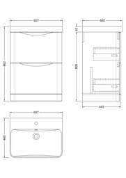 Balterley Bathroom Floor Standing 2 Drawer Vanity, Ceramic Basin, Grey, 600mm in Grey - thumbnail 5