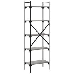 Berkfield Home Bookcase 5-Tier Grey Sonoma 56x31.5x174 cm Engineered Wood - thumbnail 6