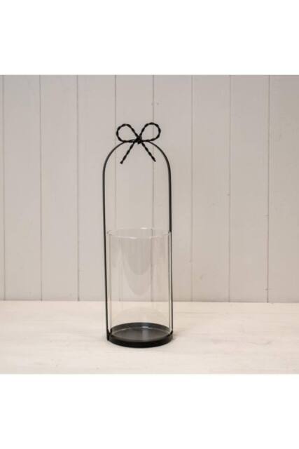 KDMD Large Black Metal Candle Holder with Bow - image 1