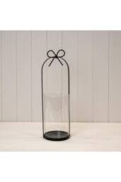 KDMD Large Black Metal Candle Holder with Bow