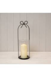 KDMD Large Black Metal Candle Holder with Bow - thumbnail 3