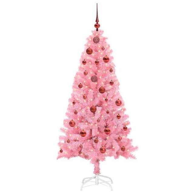 Berkfield Home Lush Christmas Tree with 150 LEDs with Stand Pink 150 cm PVC - image 1