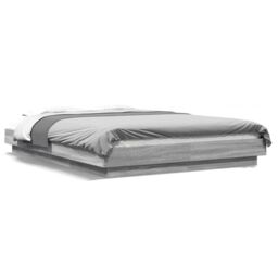 Berkfield Home Bed Frame with LED Lights without Mattress Grey Sonoma 120x200cm - Size: Small Double - thumbnail 2