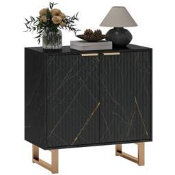 NESTLUNE Sideboard, Buffet Cabinet with 2 Doors & Adjustable Shelves in Black - Size: 100 cm x 15 cm