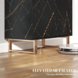 NESTLUNE Sideboard, Buffet Cabinet with 2 Doors & Adjustable Shelves in Black - Size: 100 cm x 15 cm - thumbnail 3
