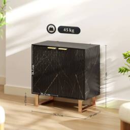 NESTLUNE Sideboard, Buffet Cabinet with 2 Doors & Adjustable Shelves in Black - Size: 100 cm x 15 cm - thumbnail 2