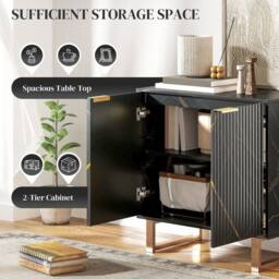 NESTLUNE Sideboard, Buffet Cabinet with 2 Doors & Adjustable Shelves in Black - Size: 100 cm x 15 cm - thumbnail 5