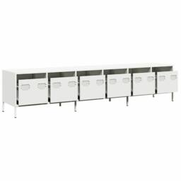Berkfield Home TV Cabinet White 202x39x43.5 cm Cold-rolled Steel - thumbnail 4
