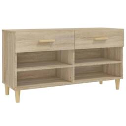 Berkfield Home Shoe Cabinet Sonoma Oak 102x35x55 cm Engineered Wood in Light Tan - Size: 102 x 35 x 55 cm - thumbnail 3