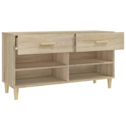 Berkfield Home Shoe Cabinet Sonoma Oak 102x35x55 cm Engineered Wood in Light Tan - Size: 102 x 35 x 55 cm - thumbnail 7