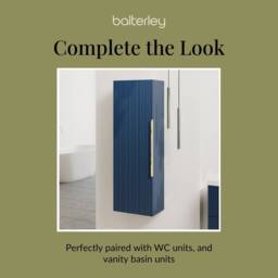 Balterley Front Wall Hung Single Door Tall Storage Unit, Brushed Brass, 400mm in Blue - thumbnail 7