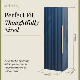 Balterley Front Wall Hung Single Door Tall Storage Unit, Brushed Brass, 400mm in Blue - thumbnail 5