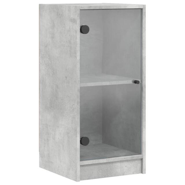 Berkfield Home Side Cabinet with Glass Doors Concrete Grey 35x37x75.5 cm - image 1