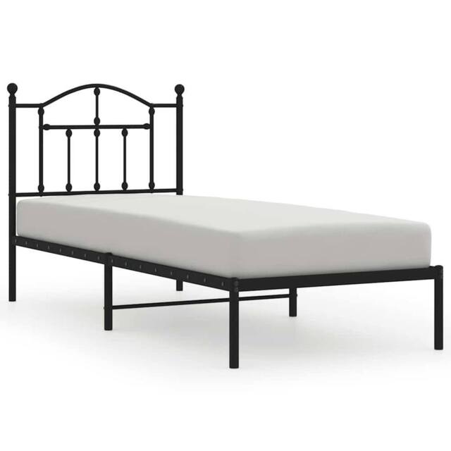 Berkfield Home Metal Bed Frame with Headboard Black 90x200 cm - image 1