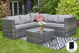 Furniture Maxi Vancouver 5 Seater Grey Rattan Corner Sofa Patio Set With Rain Cover - thumbnail 1
