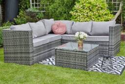 Furniture Maxi Vancouver 5 Seater Grey Rattan Corner Sofa Patio Set With Rain Cover - thumbnail 4