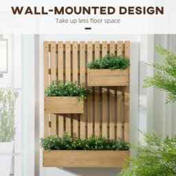 OUTSUNNY Wall-mounted Garden Planters w/ Trellis & 3 Movable Planter Boxes in Natural - thumbnail 4