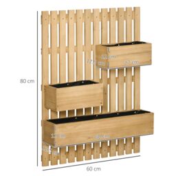 OUTSUNNY Wall-mounted Garden Planters w/ Trellis & 3 Movable Planter Boxes in Natural - thumbnail 3