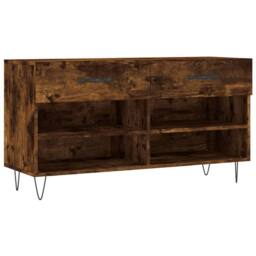 Berkfield Home Shoe Bench Smoked Oak 102x35x55 cm Engineered Wood in Brown - Size: 102 x 35 x 55 cm - thumbnail 3