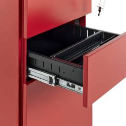 Wyld and Coco Red Metal Storage Cabinet - 3 Drawers with Lock and Castors - thumbnail 9