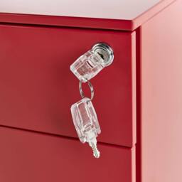 Wyld and Coco Red Metal Storage Cabinet - 3 Drawers with Lock and Castors - thumbnail 8