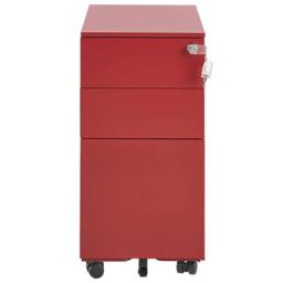 Wyld and Coco Red Metal Storage Cabinet - 3 Drawers with Lock and Castors - thumbnail 6