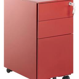 Wyld and Coco Red Metal Storage Cabinet - 3 Drawers with Lock and Castors - thumbnail 2