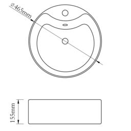 Berkfield Home Ceramic Bathroom Sink Basin Faucet/Overflow Hole Black Round - thumbnail 6