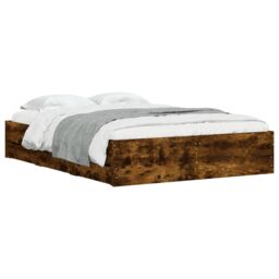 Berkfield Home Bed Frame with Drawers without Mattress Smoked Oak 135x190 cm Double in Brown - thumbnail 3