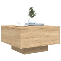 Berkfield Home Coffee Table with LED Lights Sonoma Oak 55x55x31 cm in Brown - Size: 55 x 55 x 31 cm - thumbnail 6