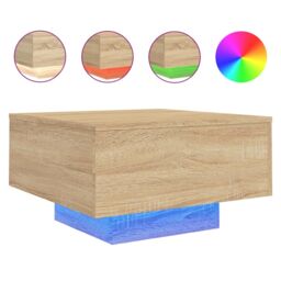 Berkfield Home Coffee Table with LED Lights Sonoma Oak 55x55x31 cm in Brown - Size: 55 x 55 x 31 cm - thumbnail 2