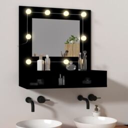 Berkfield Home Mirror Cabinet with LED Black 60x31.5x62 cm - thumbnail 1