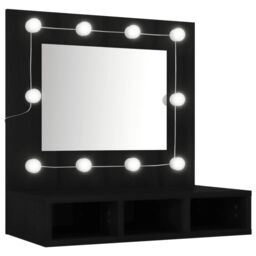 Berkfield Home Mirror Cabinet with LED Black 60x31.5x62 cm - thumbnail 2