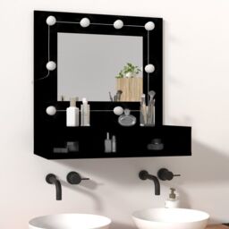 Berkfield Home Mirror Cabinet with LED Black 60x31.5x62 cm - thumbnail 3