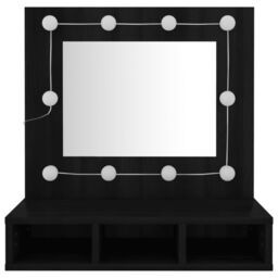 Berkfield Home Mirror Cabinet with LED Black 60x31.5x62 cm - thumbnail 7