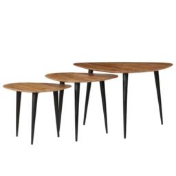 Berkfield Home Beautiful Coffee Table Set 3 Pieces Solid Acacia Wood in Brown - thumbnail 3