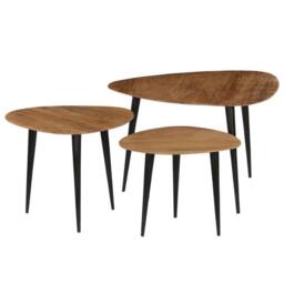 Berkfield Home Beautiful Coffee Table Set 3 Pieces Solid Acacia Wood in Brown - thumbnail 2