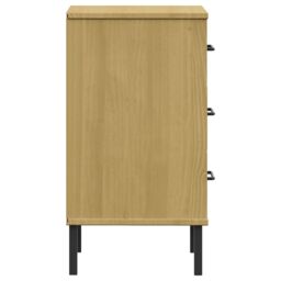 Berkfield Home Bedside Cabinet with Metal Legs Brown Solid Wood Pine OSLO - thumbnail 6