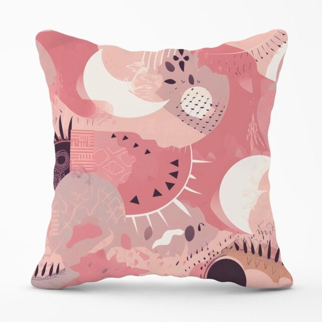 Warren Reed - Designer Abstract Pink White Outdoor Cushion - Size: 60 cm x 60 cm - image 1