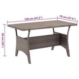 Berkfield Home Garden Table Grey 120x70x66 cm Poly Rattan - Size: 120 x 70 x 66 cm - thumbnail 5