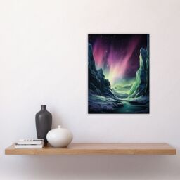 "Artery8 Northern Lights Borealis Artwork Antarctica Southern Aurora Australis Unframed Wall Art Print Poster Home Decor Premium - Size: W12"" x H16""" - thumbnail 4