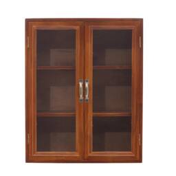 KORVIXA Wall Wooden Storage Cabinet Retro Clear Door Display Shelves in Brown - Size: 100 cm x 100 cm