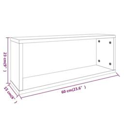 Berkfield Home Wall Cube Shelves 6 pcs Grey Sonoma 60x15x23 cm Engineered Wood - Size: 60 x 15 x 23 cm - thumbnail 8