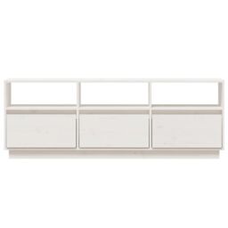 Berkfield Home TV Cabinet White 140x37x50 cm Solid Wood Pine - Size: 140 x 37 x 50 cm - thumbnail 5