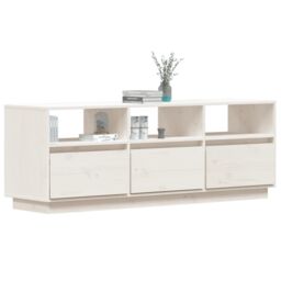 Berkfield Home TV Cabinet White 140x37x50 cm Solid Wood Pine - Size: 140 x 37 x 50 cm - thumbnail 4