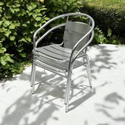 Kelvenix Aluminium Bistro Pub Chairs for Patio, Cafe & Garden in Silver - thumbnail 3